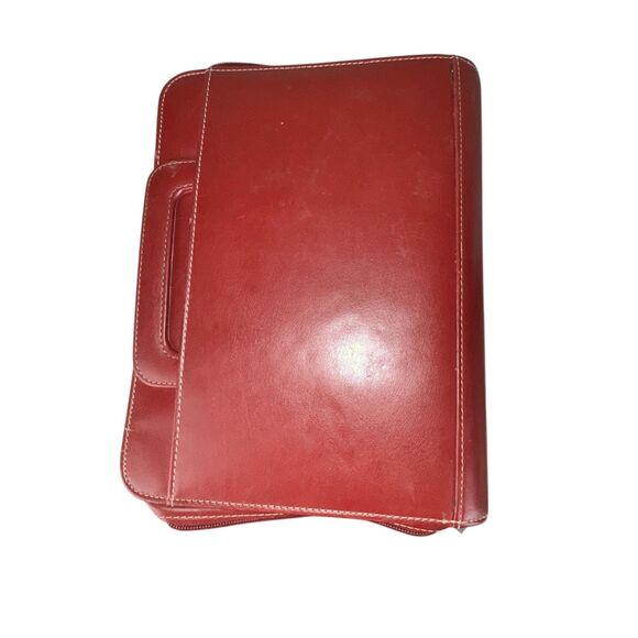 Franklin Covey Classic 7-Ring Planner Faux Leather Red With Handles - Picture 3 of 7